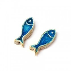 Enamel Ceramic Stonewashed Charm Fish 24x9mm (Ø 1.7mm)