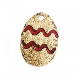 Pendentif en Céramique œuf de Pâques décoré 58x41mm