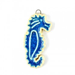 Ceramic Pendant Seahorse w/ Enamel 33x63mm