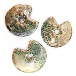 Ceramic Pendant Round Irregular w/ Enamel 49mm