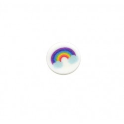 Ciondolo in Plexiacrilico Rotondo Arcobaleno con Nuvole 15mm