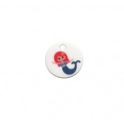 Plexi Acrylic Charm Round Mermaid 15mm