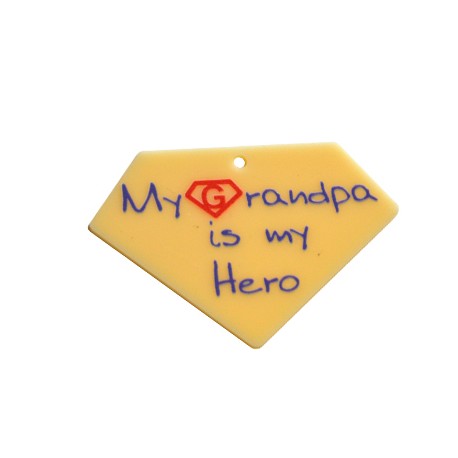 Plexi Acrylic Pendant Diamond "My Granpa is my Hero" 59x40mm