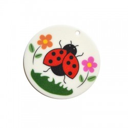 Plexi Acrylic Pendant Round Ladybug 50mm