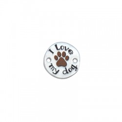 Plexi Acrylic Connector Round 'I Love My Dog' 15mm