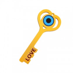 Plexi Acrylic Lucky Pendant Key "LOVE" w/ Evil Eye 36x85mm