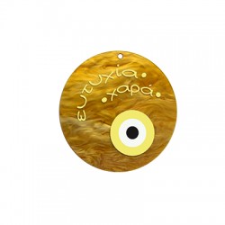 Plexi Acrylic Lucky Pendant Round w/ Evil Eye & Wishes 65mm