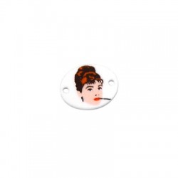 Plexi Acrylic Painted Conector Audrey Hepburn 20x16mm