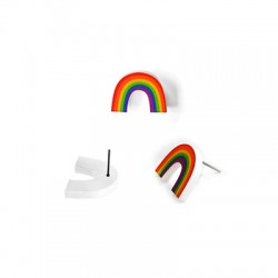 Plexi Acrylic Earring w/pin Rainbow 20x15mm