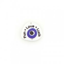 Plexi Acrylic Lucky Connector Evil Eye"Fun Love Luck"23x25mm