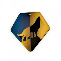 Plexi Acrylic Pendant Diamond Wolf 49x50mm