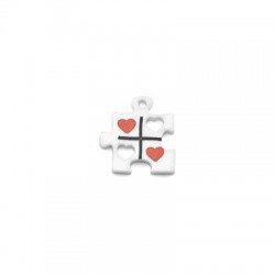 Plexi Acrylic Charm Puzzle w/ Hearts 17x18mm