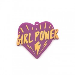 Pendente in Plexi Acrilico Cuore "GIRL POWER" 44x40mm