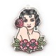 Plexi Acrylic Pendant Girl w/ Flowers 38x49mm