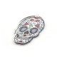 Plexi Acrylic Pendant Skull w/ Flowers & Cross 35x51mm