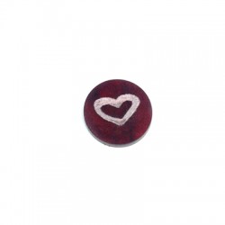 Plexi Acrylic Cabochon Round with Engraved Heart 15mm