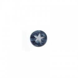 Plexi Acrylic Cabochon Round with Engraved Star 12mm
