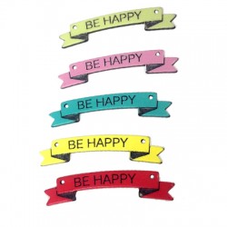 Plexi Acrylic Tag with Engraved "BE HAPPY" with 2 holes 54x11mm