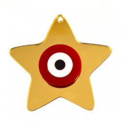 Plexi Acrylic Lucky Pendant Star w/ Evil Eye 59x55mm