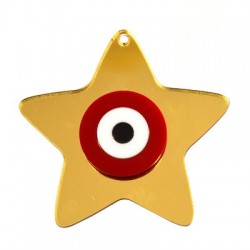 Plexi Acrylic Pendant Star w/ Evil Eye 59x55mm