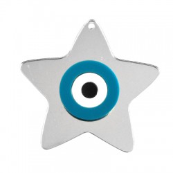 Plexi Acrylic Lucky Pendant Star w/ Evil Eye 65x70mm