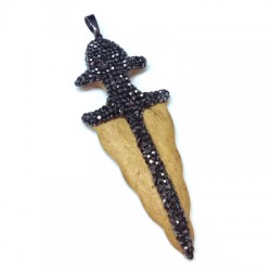 Wooden Pendant Arrow With Strass 29x71mm