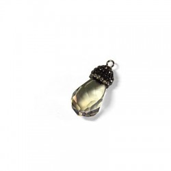 Crystal Oval Pendant with Rhinestone Cap 24x12mm