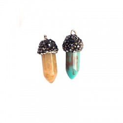 Acrylic Charm Stalactite w/ Rhinestones 10x26mm
