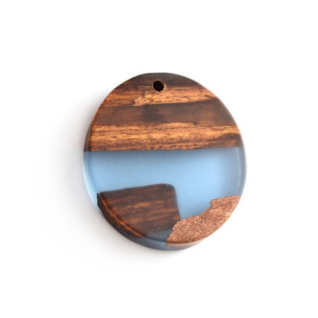 Oval Resin Pendant Combination With Wood 45x50mm/10mm (Ø3mm)