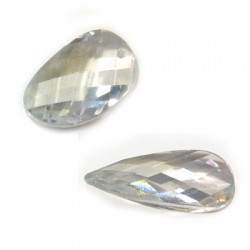 Passante di Cristallo Zircone Perlina Ovale Sfaccettata 12x20mm