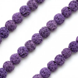 Lava Bead Round Purple (~6mm) (Ø~0.5mm)