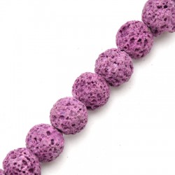 Lava Bead Round Purple (~10mm) (Ø~0.8mm)