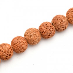 Lava Bead Round Orange (~10mm) (Ø~0.8mm)