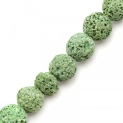Lava Bead Round Green (~10mm) (Ø~0.8mm)