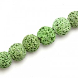 Lava Bead Round Dark Green (~10mm) (Ø~0.8mm)