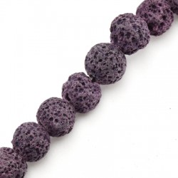 Lava Bead Round Dark Purple (~10mm) (Ø~0.8mm)
