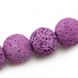 Lava Bead Round Purple (~16mm) (~40cm)