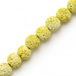Lava Bead Round Yellow (~8mm) (~48pcs)