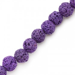 Lava Bead Round Purple (~8mm) (~48pcs)
