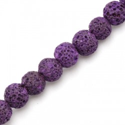 Lava Bead Round Dark Purple (~8mm) (~48pcs)