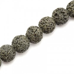 Lava Bead Round Black Grey (~10mm) (~44pcs)