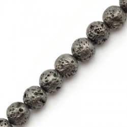 Lava Bead Round Black 8mm (~45pcs)