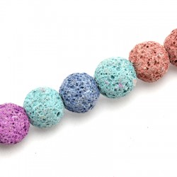 Lava Bead Round Multi Color (~10mm) (~39pcs)