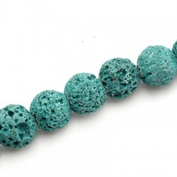 Lava Bead Round Dark Green 10mm Ø~1mm (~40pcs)