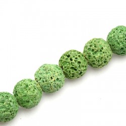 Lava Bead Round Light Green 10mm Ø~1mm (~40pcs)