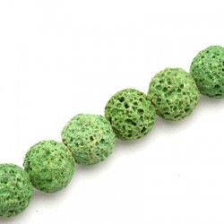 Lava Bead Round Light Green 10mm (Ø~1mm) (~40pcs)