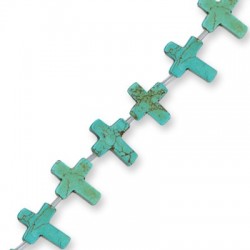 Howlite Slider Crackle Cross 12x16mm (40cm.25pcs/str)