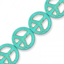 Howlite Turquoise Crackle Peace Sign 25mm(40cm.16pcs/str)