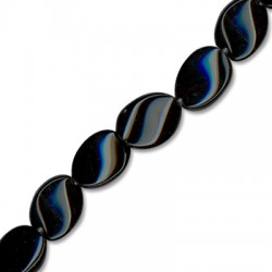 Black Agate Oval Twist 8x18mm(40cm length-approx.22pcs/str)
