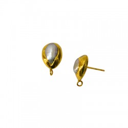 Fresh Water Pearl Earring Plated (~11x15mm)